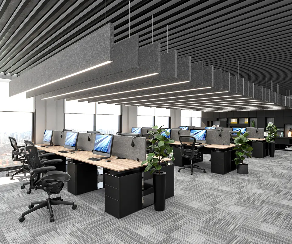 Acoustic Baffle Lighting | Sound Absorbing Vertical Pendant Light ...
