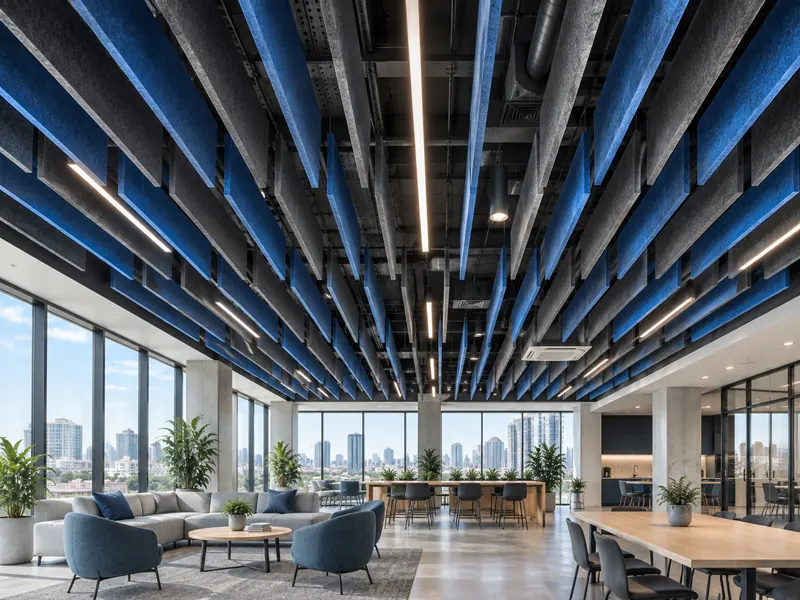 Acoustic Baffles - Blue charcoal PET acoustic ceiling baffles office