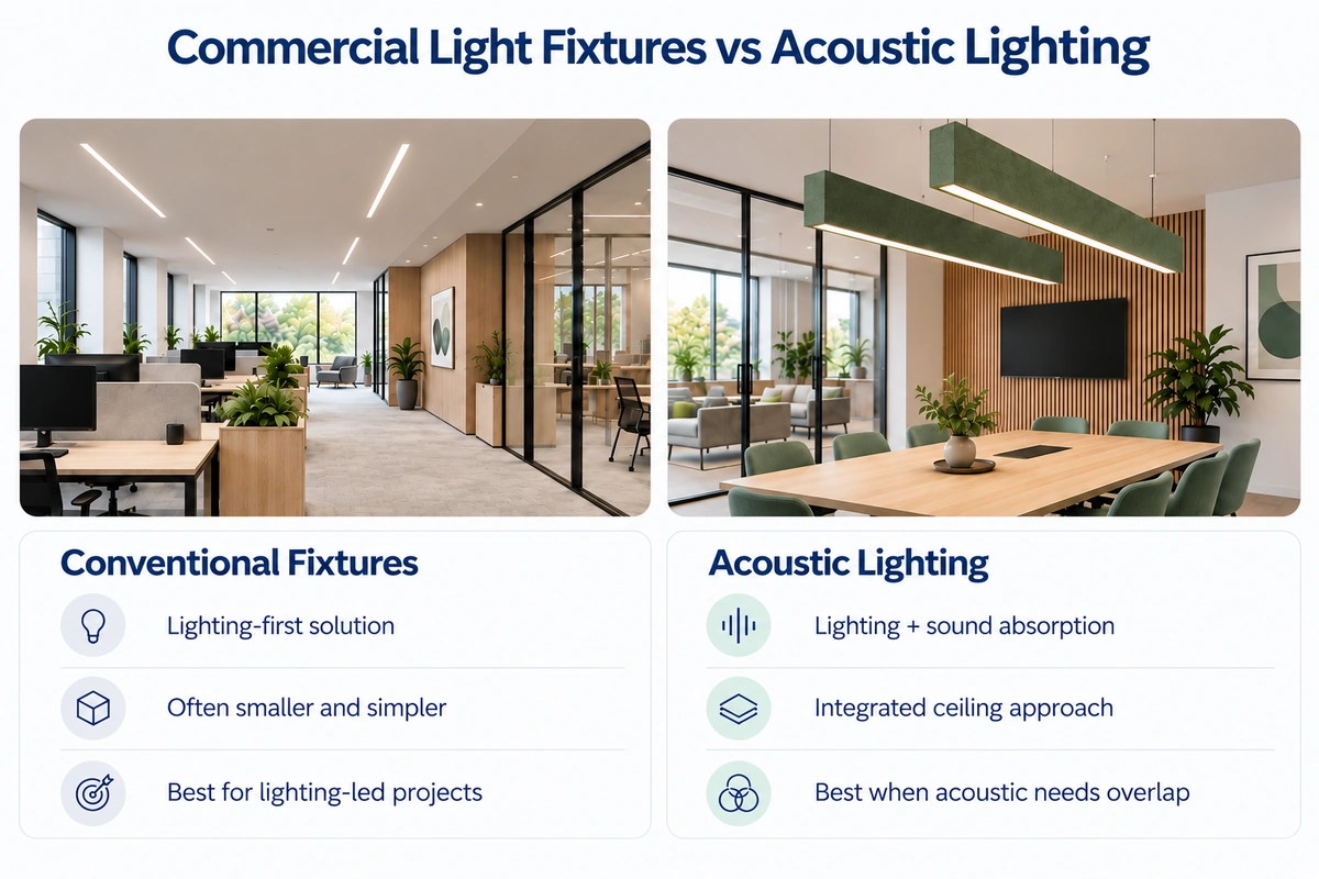 Commercial Light Fixtures vs Acoustic Lighting Commercial Light Fixtures vs Acoustic Lighting